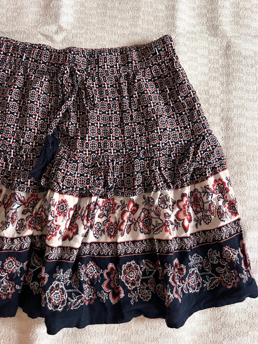 Francesca's Blue Rain - Tiered Floral Blue & Pink Skirt